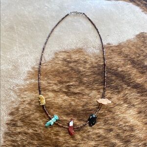 Brown and Yellow Minimalist Necklace with Delicate Chain